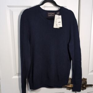 Black Brown 1826 Luxe Lambswool Blend Men's Deep Blue Sweater NEW Med